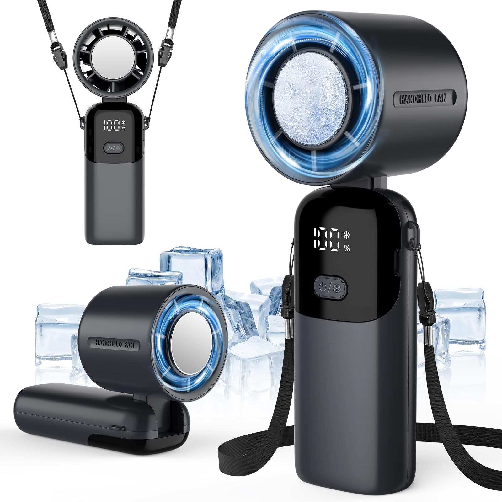 Ventilatore portatile da campeggio con luce LED – Ventilatore da tavolo ricaricabile e ventilatore sospeso (funzionamento 24 ore), gancio per tenda, camper, attrezzatura di sopravvivenza, ufficio
