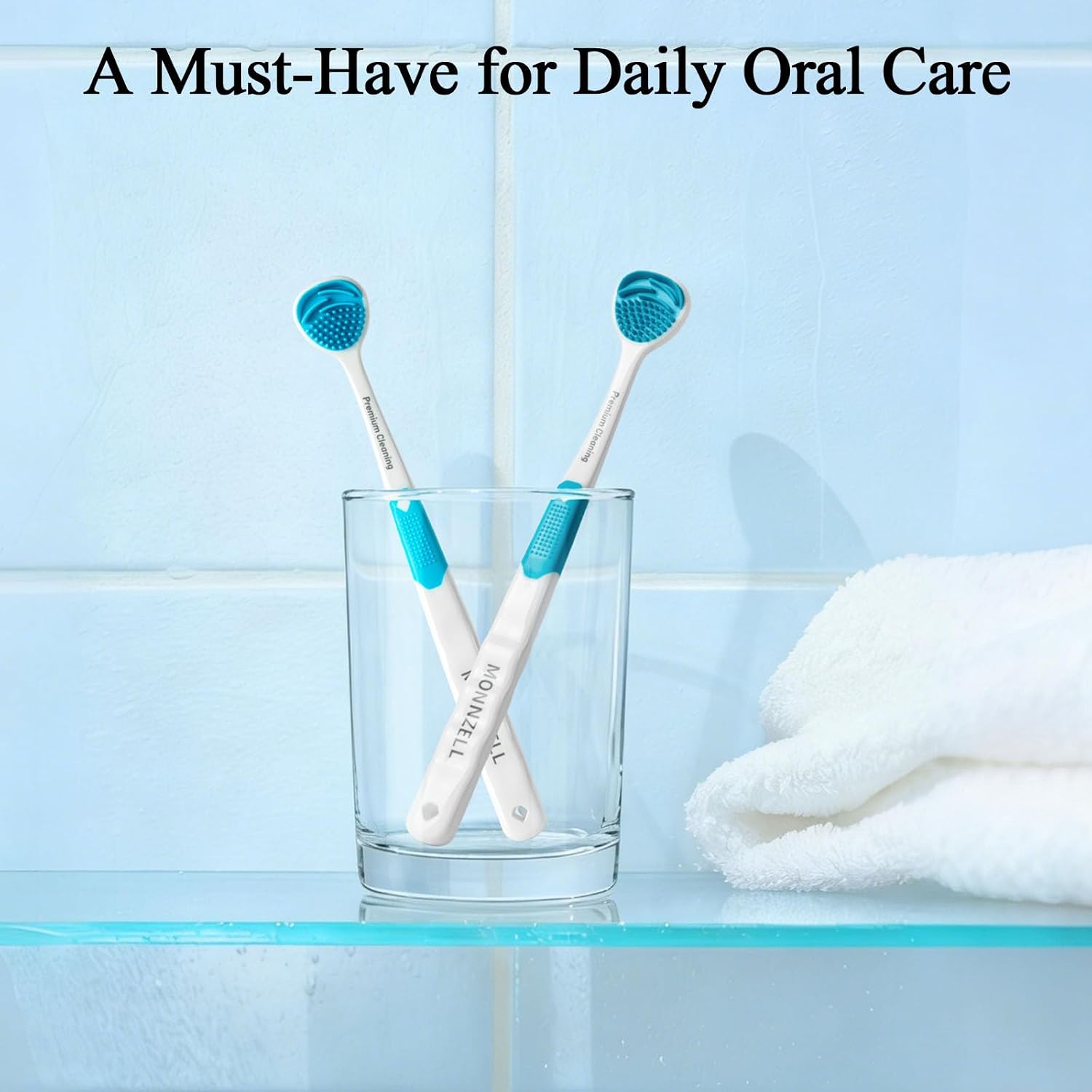 Silicone Tongue Scraper & Brush for Adults, Soft Tongue Cleaner for Bad Breath, Gentle Flexible Bristles Remove Tongue Coating & Food Residue, Non-Metal Oral Hygiene Tool for Fresh Breath