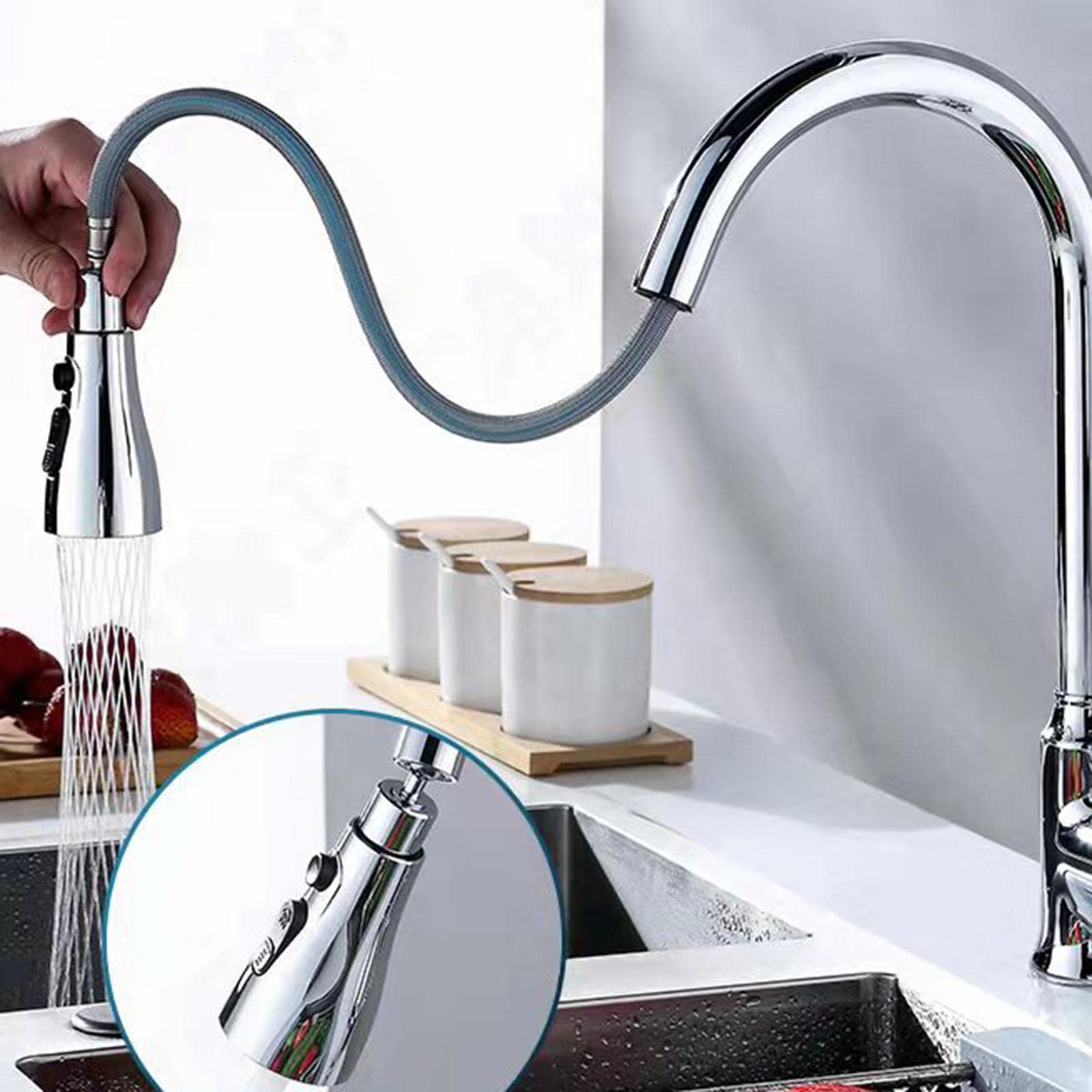 Set di 5 aeratori universali per rubinetto, a prova di spruzzi, ricambio per cucina, WC, lavanderia, argento