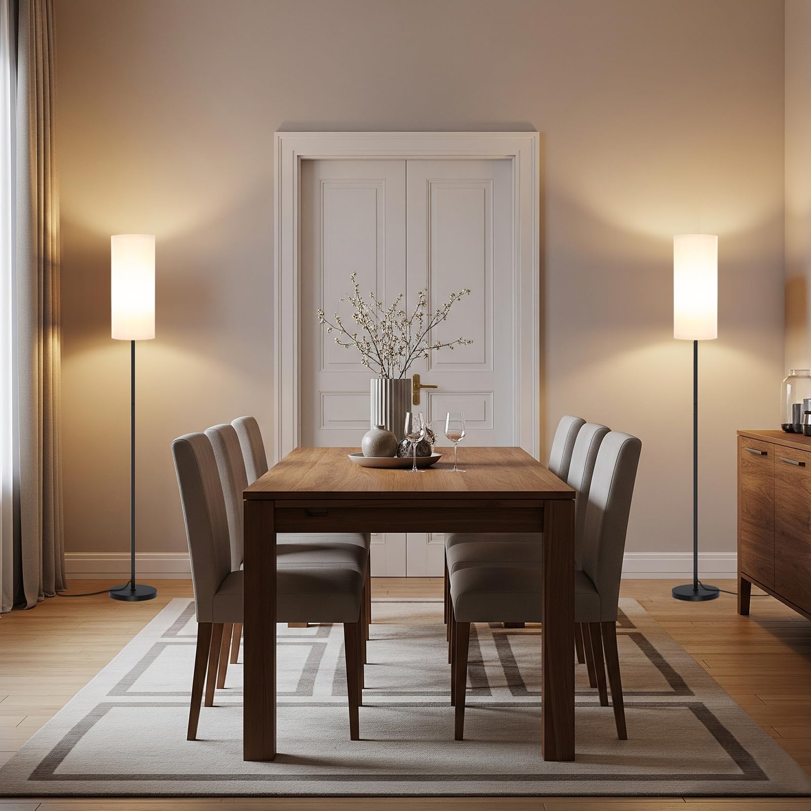Rosnek Lampa podłogowa do salonu z żarówką E27 12 W, nowoczesna lampa podłogowa LED o zmiennej intensywności, 3 CCT, lniany abażur, przełącznik nożny, lampka do czytania do sypialni lub biura, 175 cm