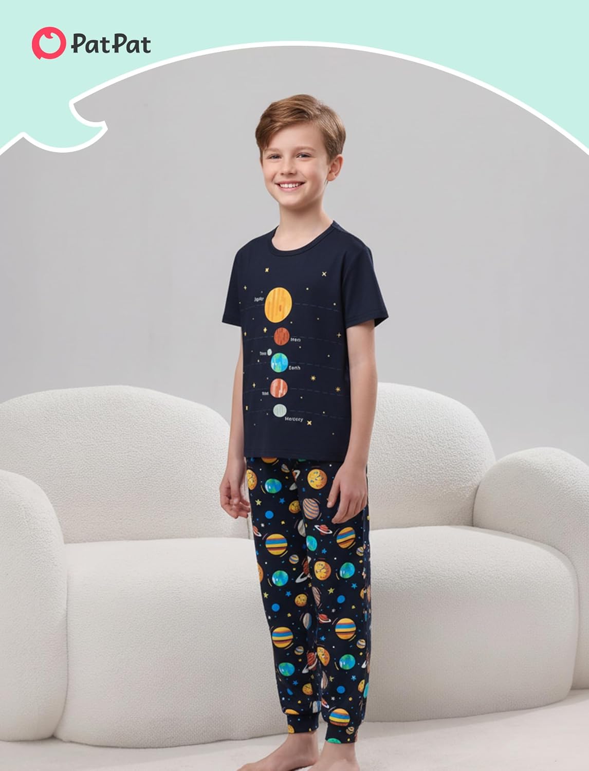 PATPAT Boys Pajamas Sets Short Sleeve Tops and Pants PJs Funny Graphic Soft 2 Piece Sleepwear Kids Cozy Lounge Wear - Image 3