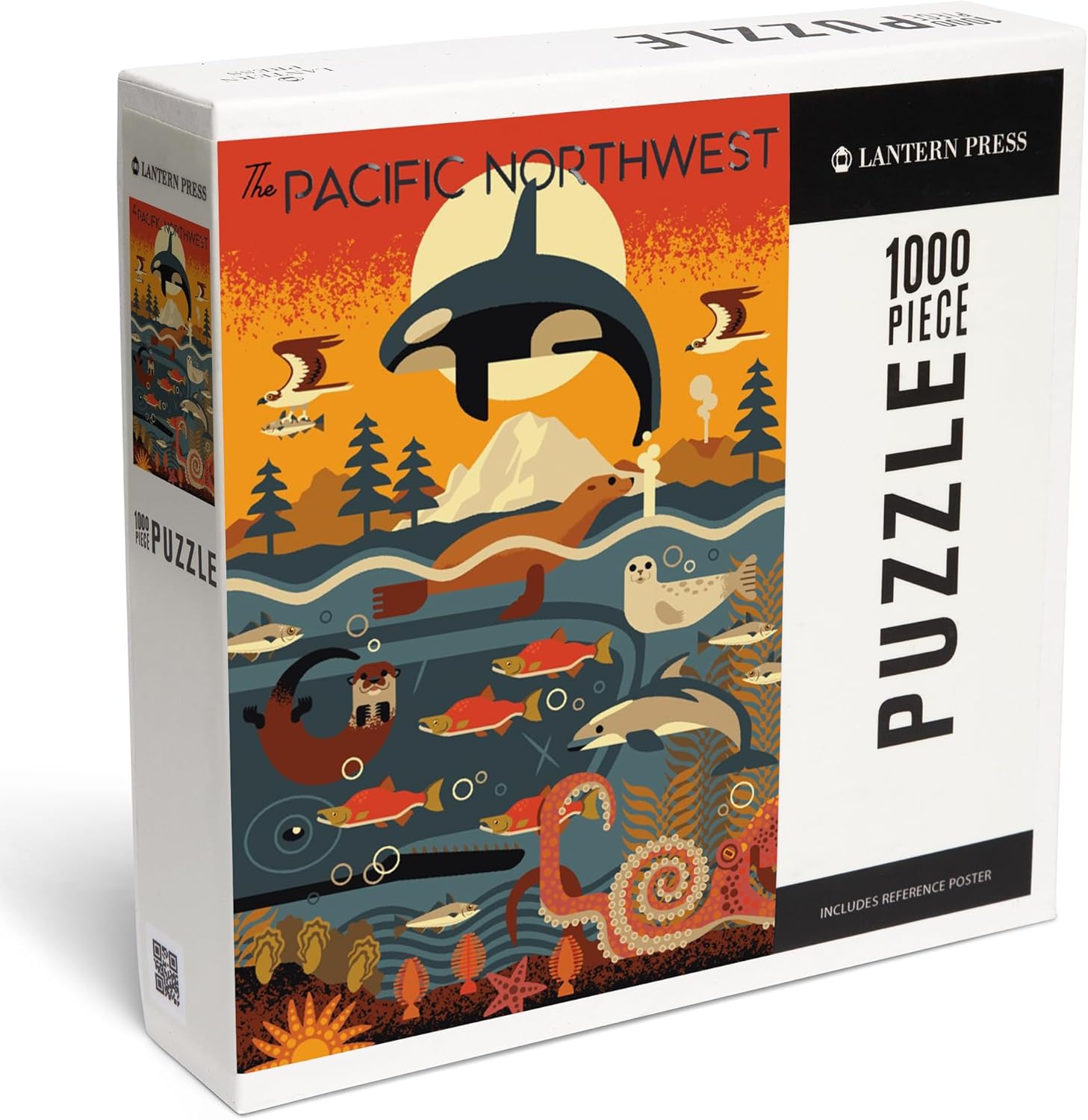 "Lantern Press Pacific Northwest, Geometric, Marine Animals, 1000 Piece Jigsaw Puzzle for Adults, Made in USA with Reference Poster"