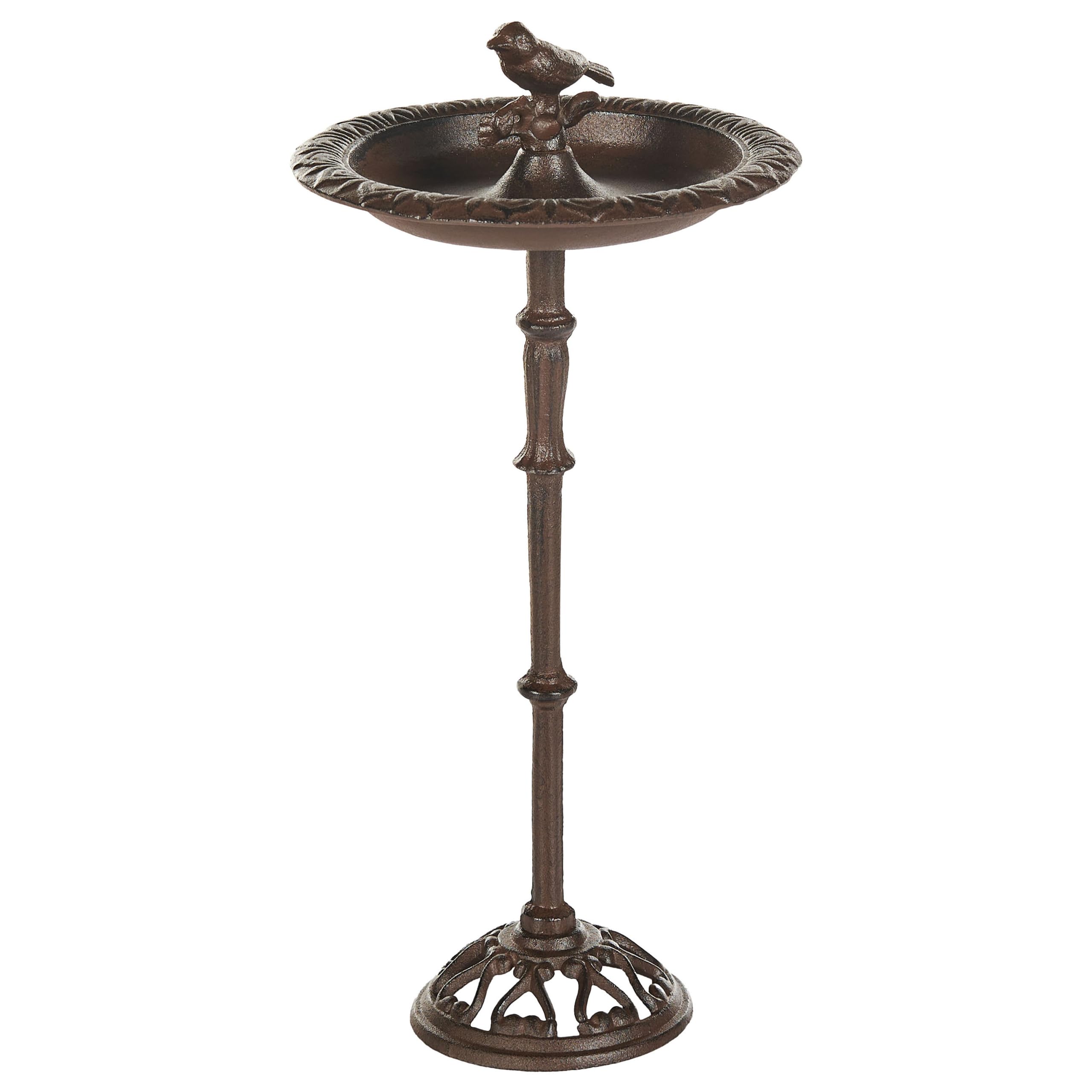 Bebedero para pájaros de jardín para exterior pileta de hierro antiguo decorativo marrón Swallow