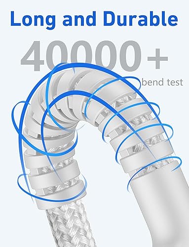 Miniatura 55 de Cable USBC de 10 pies, paquete de 2 cables largos USBC de carga rápida, cable trenzado de nailon USB C a USB C cargador de iPhone compatible con