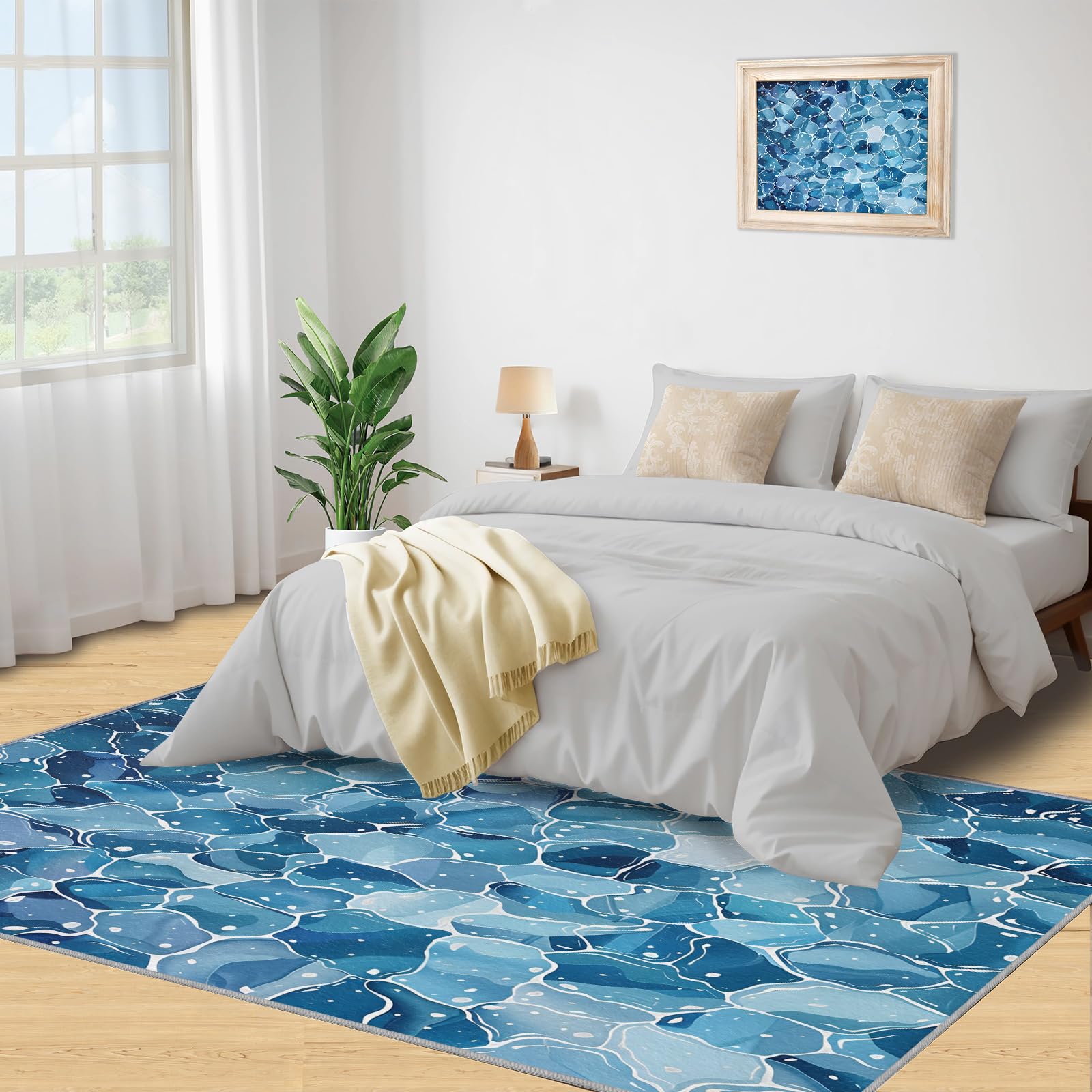 Amazon.com: Aqua Blue Rugs 3x5 Area Rug, Water Texture Washable