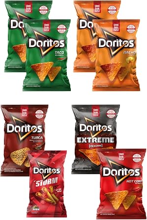 Doritos  e itli Aromal  Cips Paketi, 8li Set Taco, Nacho, Alaturka, Extreme, Storm, Hot Corn