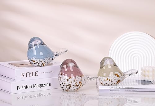 Miniatura 7 de WUBIANJIE Estatua de pájaro de vidrio soplado a mano coleccionable, pisapapeles de arte de animales, sala de estar, dormitorio, estantería, mesa de