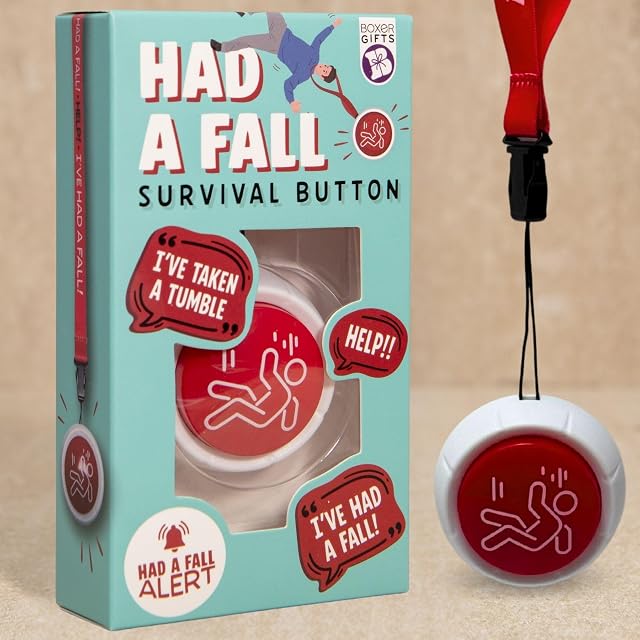 Foto 4 de 4 de Boxer Gifts Botón de Supervivencia con Texto en inglés Had a Fall Old Age Joke Survival Button