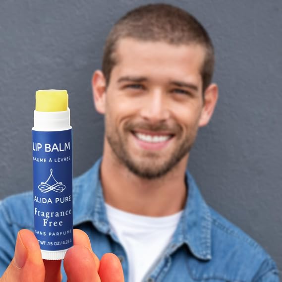 Fragrance Free Lip Balm, Vegan Set, Unscented, No Flavor, Beeswax Free, Organic Jojoba and, Avocado Oil, Vitamin E, Natural Moisturizer for Dry, Chapped, or Cracked Lips, 5 Tube Set