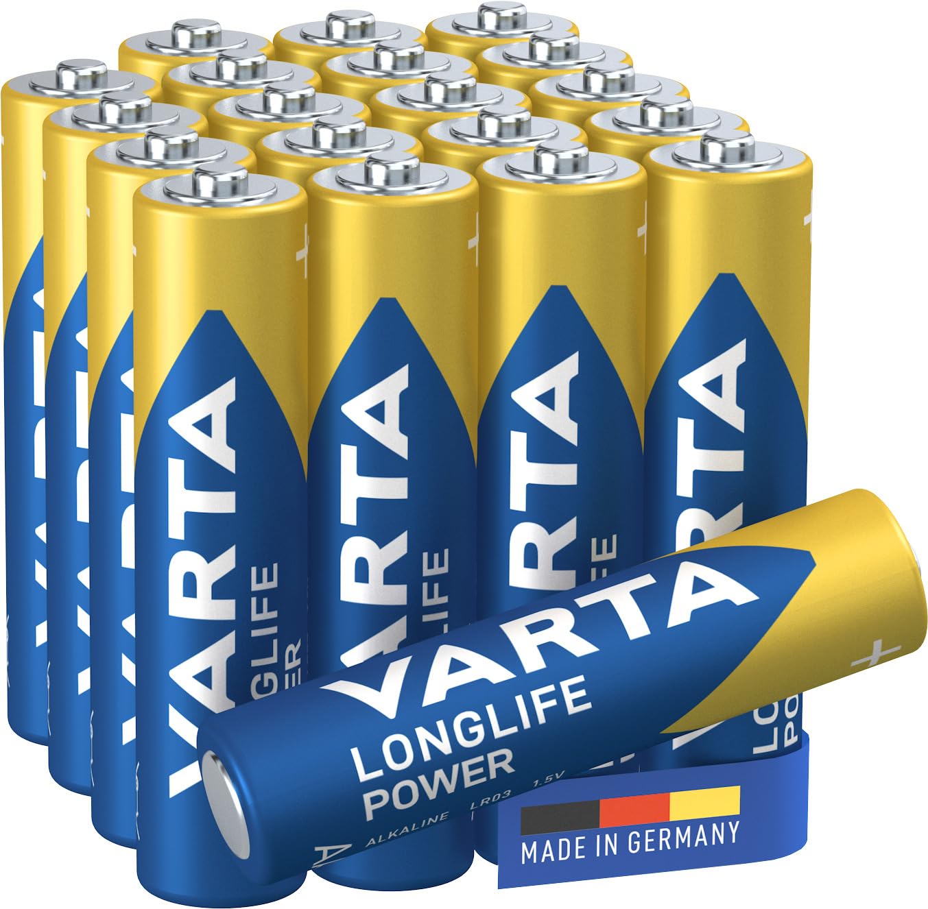 VARTA Piles AAA Longlife Power Alcalines 1,5V Lot de 20 Emballage Recyclé Made in Germany