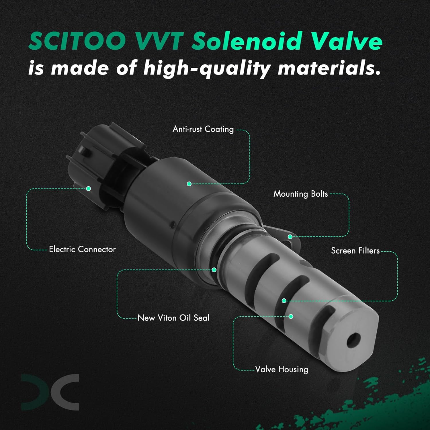 SCITOO Engine Variable Valve Timing (VVT) Solenoid for Hyundai Genesis Coupe Santa Fe Sonata Tucson for Kia Forte Magentis Optima Rondo Sorento for Sportage 2.0L 2.4L 917-284 Front,Left