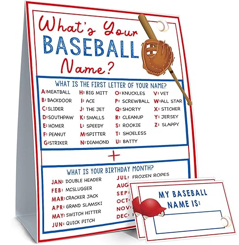 What's Your Baseball Name Game,1 Game Sign and 30 Name