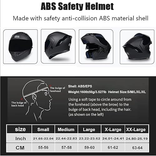 Miniatura 7 de Casco modular Moto Bluetooth con doble visera, con micrófono para Respuesta Automática Casco de Moto Homologado ECE Adecuado para Hombre Mujer