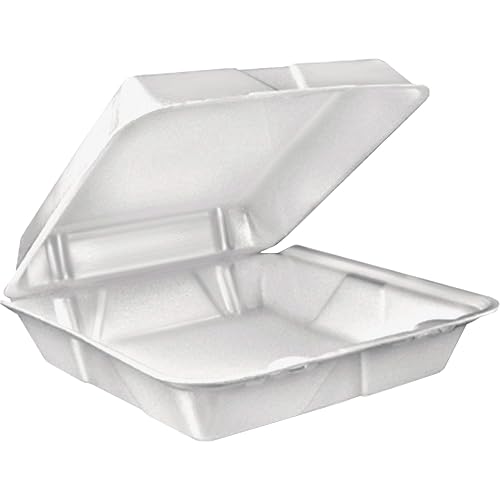 DART DRC90HT1R Dart 90HT1R Lg Foam Hinged Container 9 Inches White