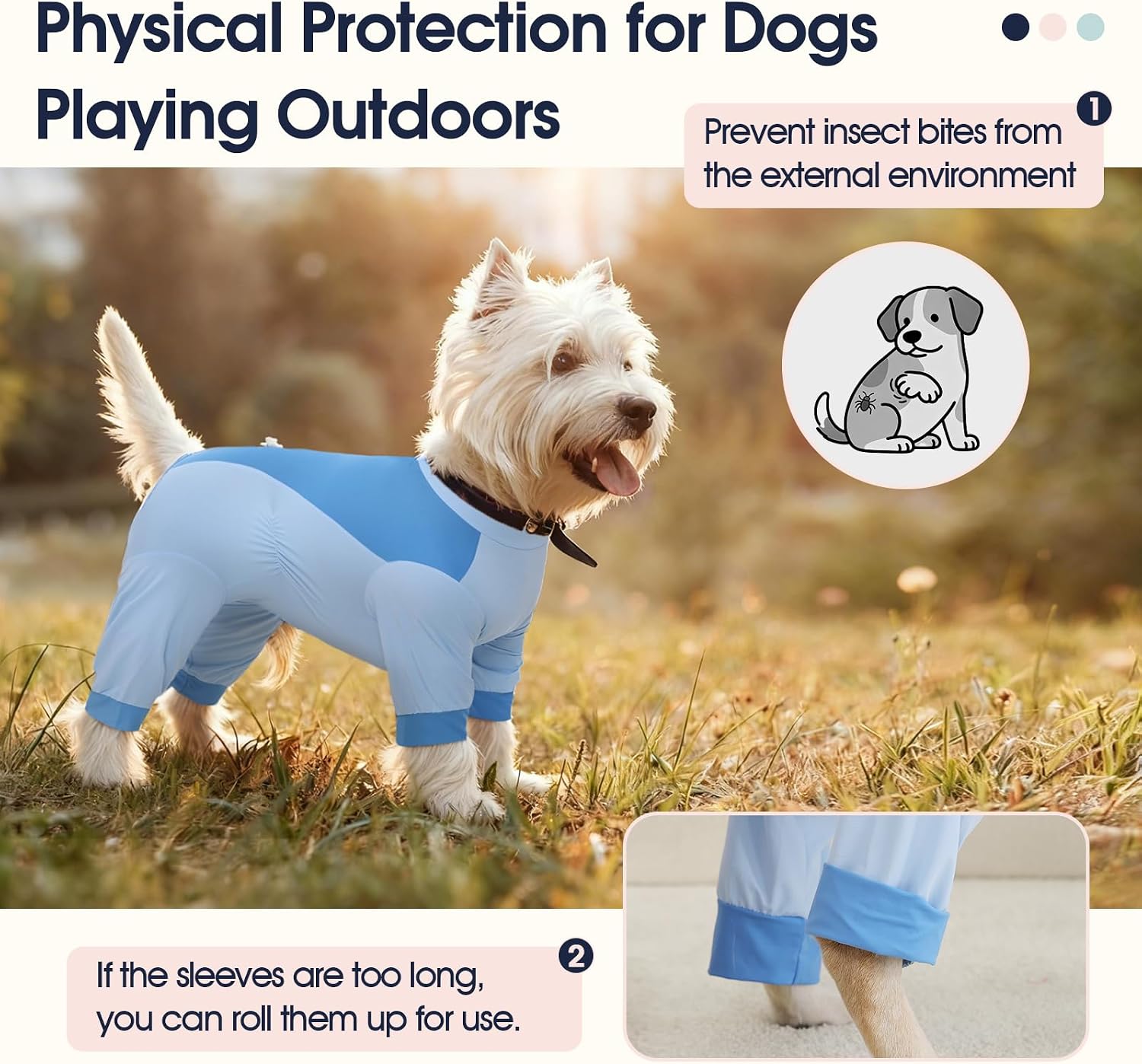 IECOii Dog Sun Protection Cooling Suit Dog Shirt (Blue,3X-Large) | Breathable Outdoor Summer UV Protection Lightweight 4-Leg Full Body Suit Pet Apparel for Small Medium Large Dogs Onesie