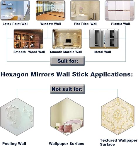 Miniatura 5 de 15 piezas de acrílico extraíble espejo hexagonal adhesivo de pared espejo de panal para el hogar, sala de estar, dormitorio decoración