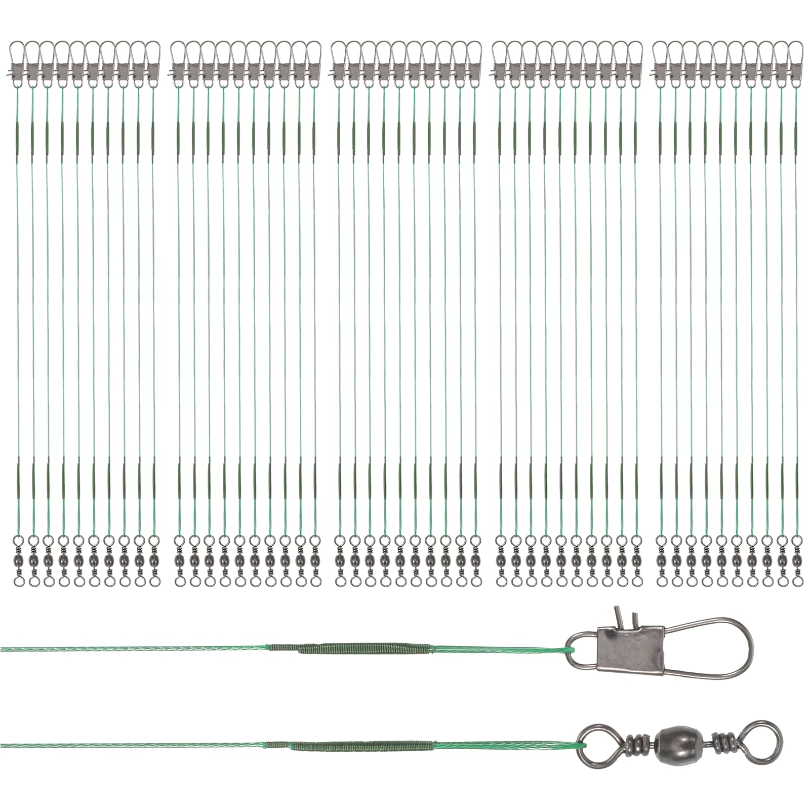 50 Pcs Wire Traces Pike Fishing, Steel Anti-Bite Wire Leader Line