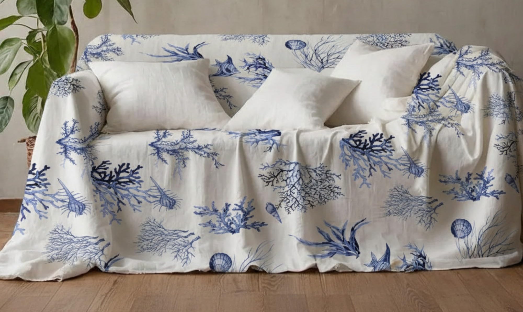 L'Emporio Casa Telo Arredo Fantasia Copridivano Copriletto in Cotone Panama, Granfoulard, 160x260-260x280-360x280 cm, Made in Italy (Corallo, 360x280)