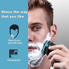 MAX-T Electric Razor for Men with Pop-Up Trimmer, IPX7 Waterproof Electric Shaver, 3D Rotary Shaver, Rechargeable Cordless Shavers for Men, Type-C, 120Mins Runtime, Plug & Play