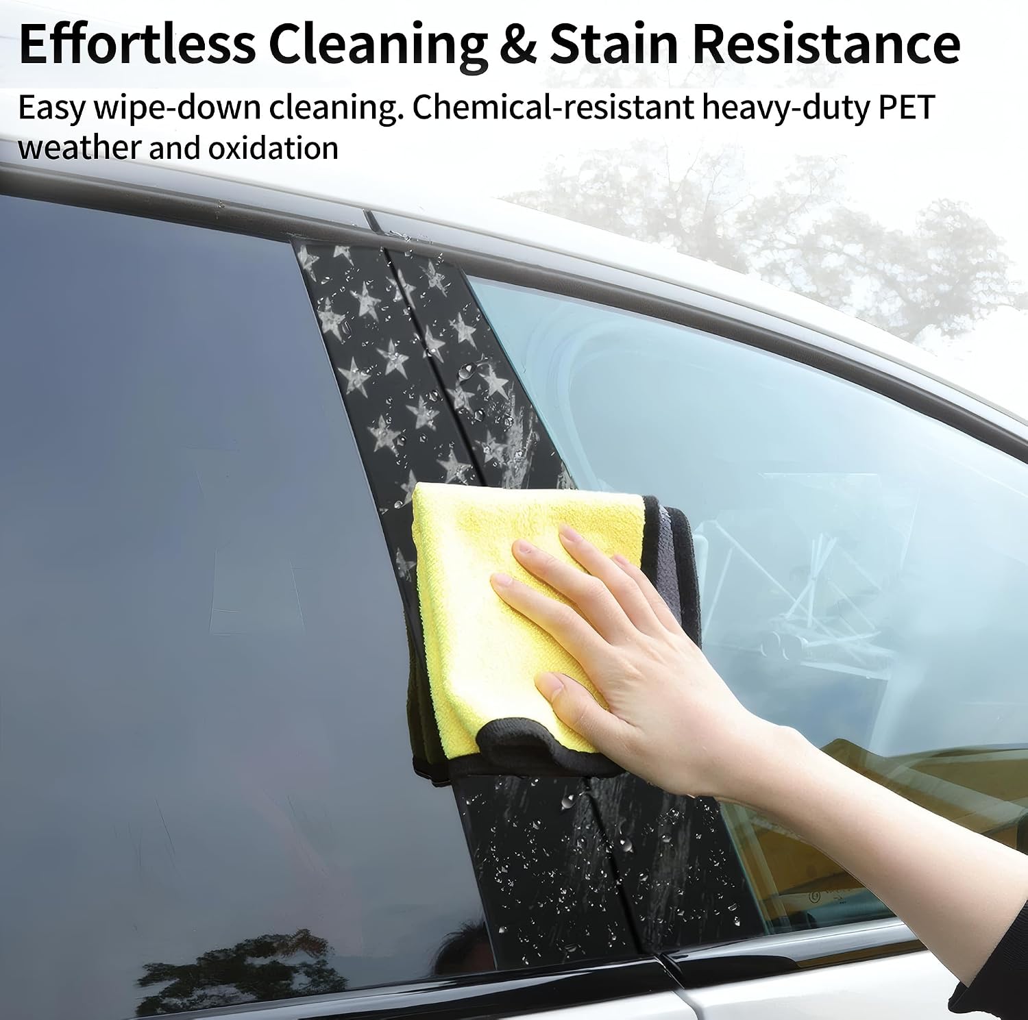 2PCS XL B-Pillar Vinyl Wrap Set 12.6"×23.6" (Cut-to-Fit), Waterproof Car B Pillar Sticker Decal, Door Window Pillar Decals, Gloss Vinyl Car Wrap for SUVs Trucks Vans Vehicle (Flag Grayscale)