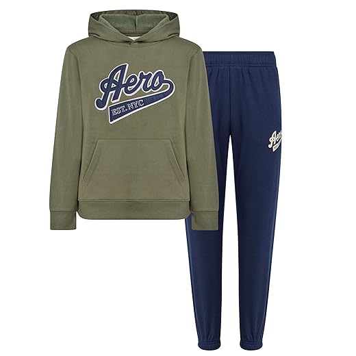 AEROPOSTALE Boys 2 Piece Outfit - Pullover Hoodie and Athletic Pants, Youth Jogger Sweatpants and Sweatshirt, Sizes 4-12