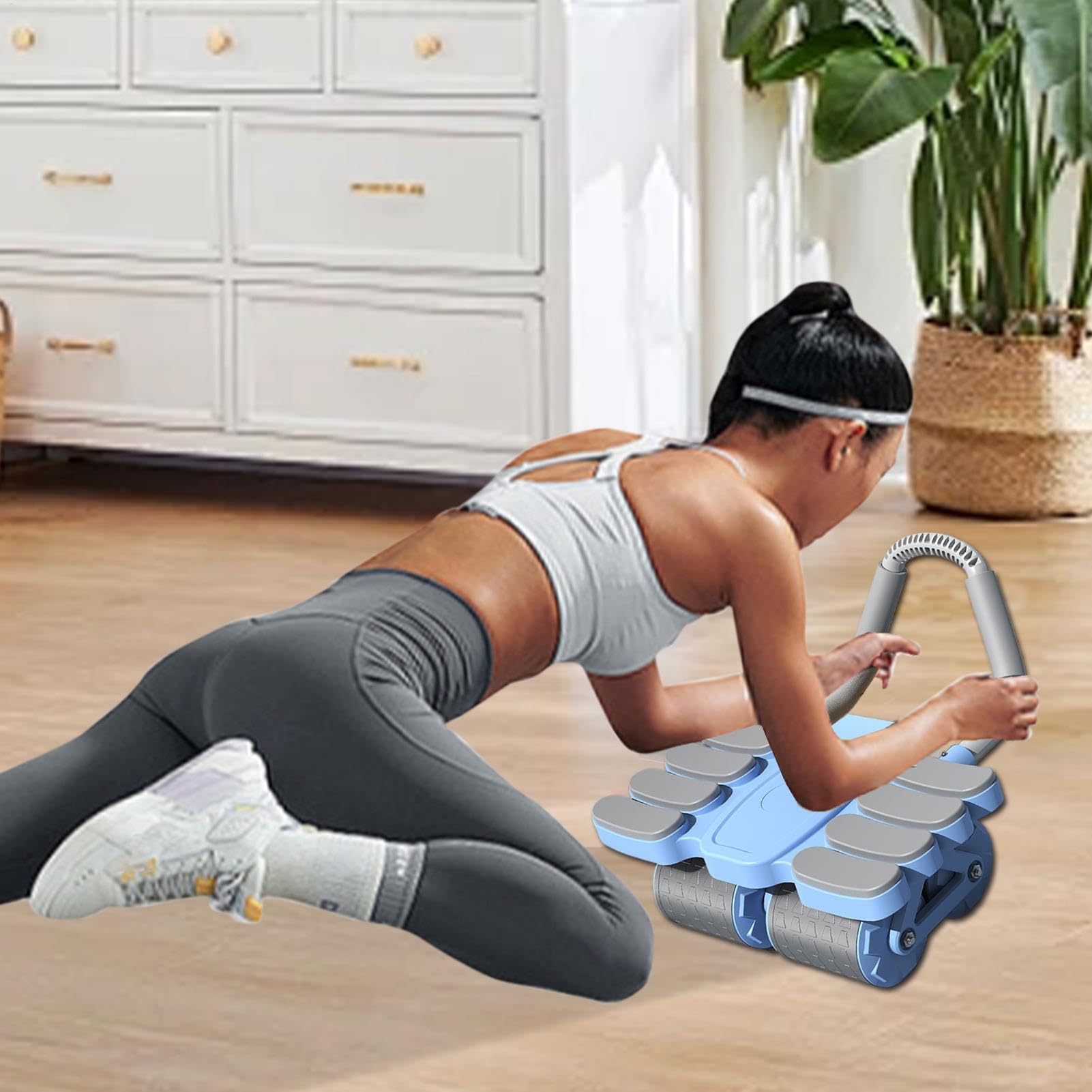 Abs Roller, Gym Equipment Abs Trainer with Elbow Support, przyrząd do ćwiczeń brzucha, do treningu w domu, w podróży i w pomieszczeniach, stabilna konstrukcja, 16,54 x 14,17 x 9,45 cala