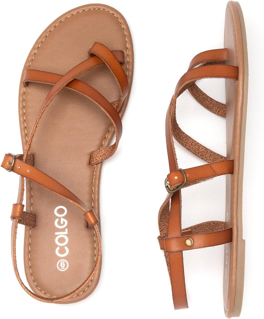 Colgo Women's Summer Strappy Flat Sandals, Adjustable Casual Fisherman Sandal with Open Toe Slingback Gladiator Sandals - Image 5