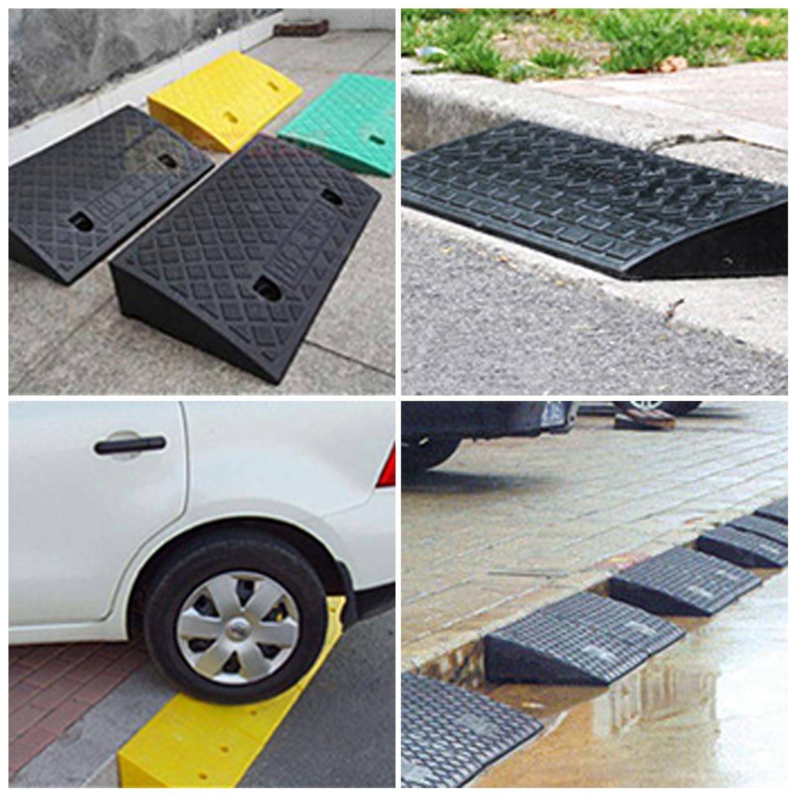 Podjazdy z Blokadą KrawężNikową, WytrzymałE Plastikowe Rampy, PrzenośNe, AntypośLizgowe Progi Chodnikowe i Podjazdowe(Black,10x16x6in)