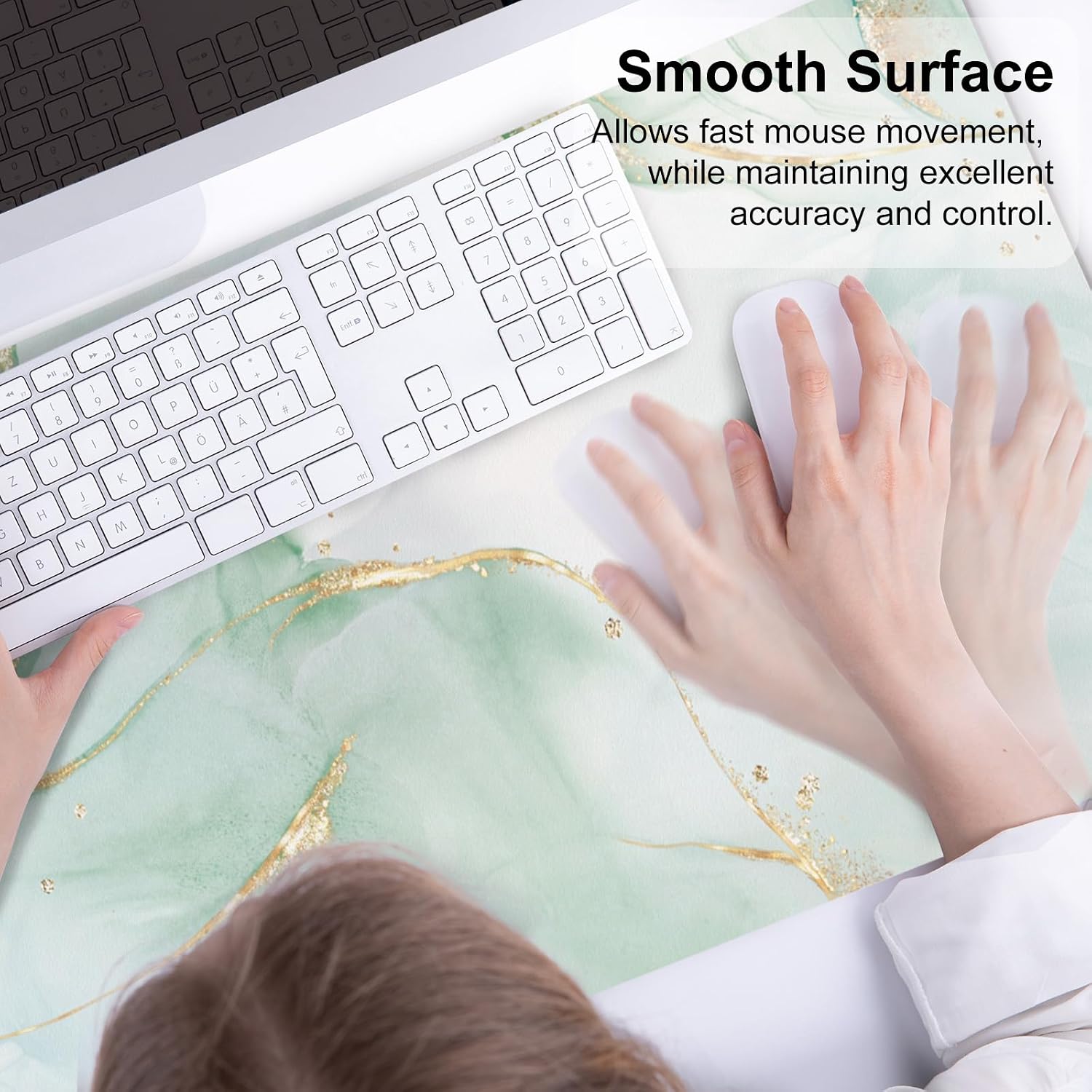 QIYI PU Leather Large Mouse Pad, Waterproof Desk Mat, 31.5" x 15.7", Marble image 5