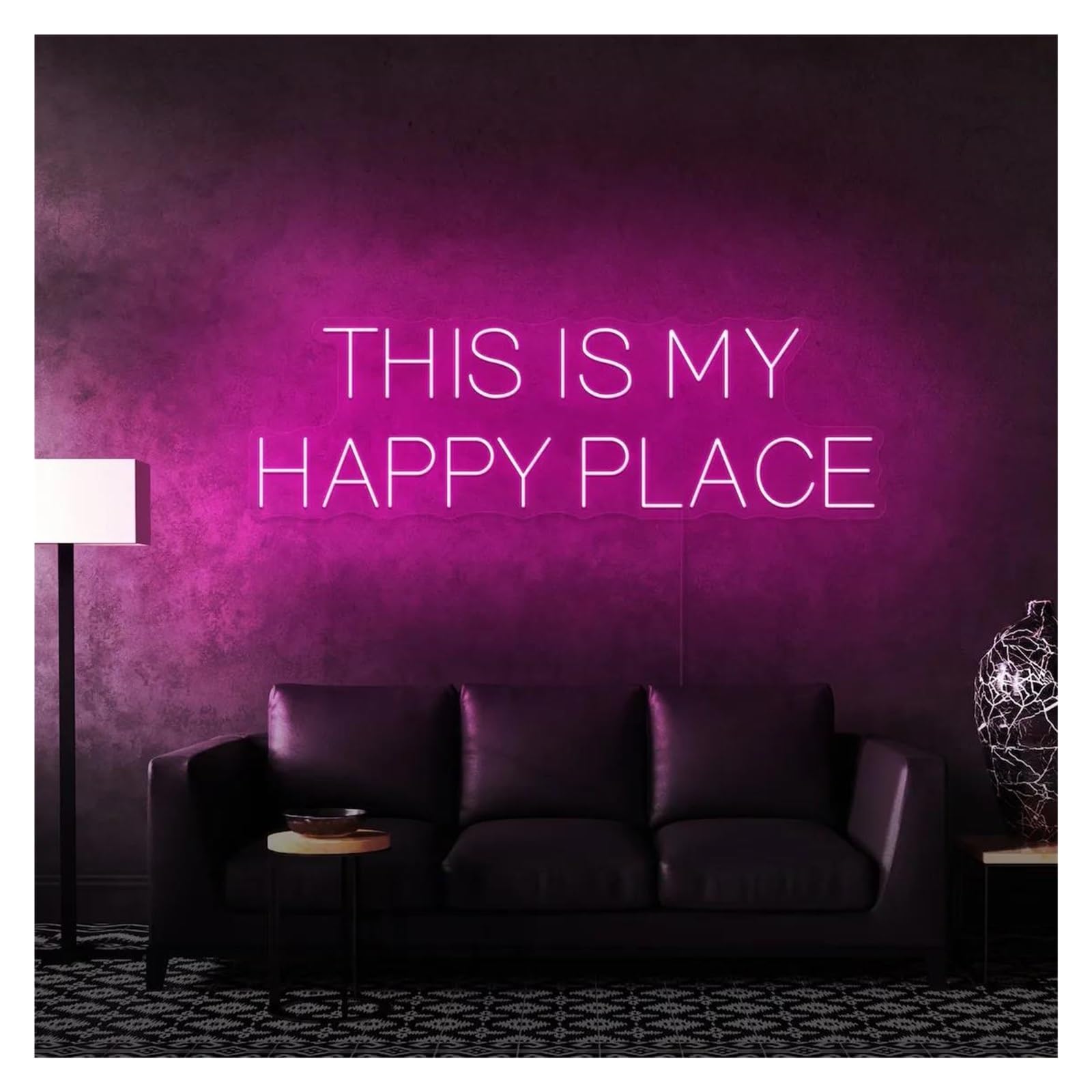 LEMST Signs Lamp This is My Happy Place Neon Sign Bedroom Living Room Home Decor Office Studio Wall Night Lights 50x14cm(B)