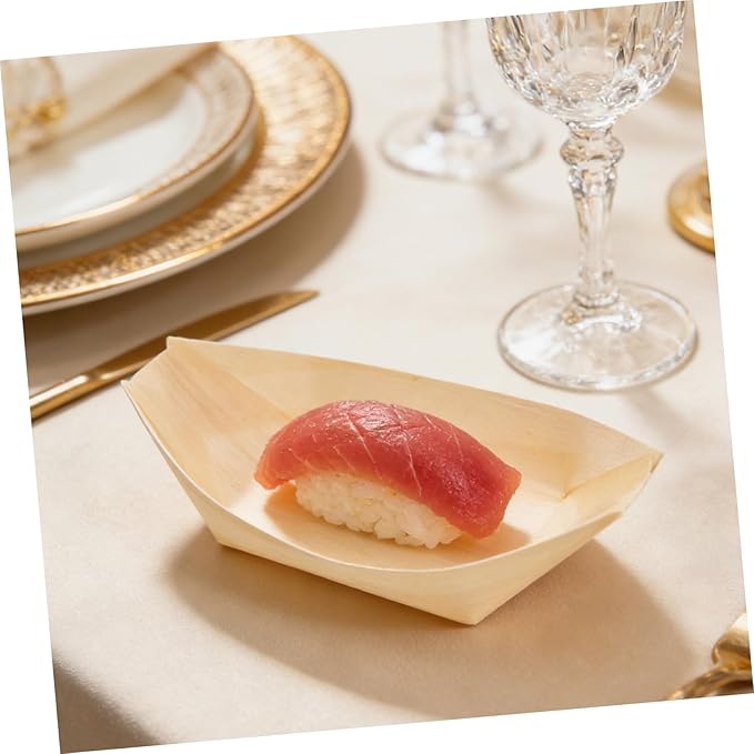 Plato de Madera Desechable para Sushi 100 Piezas miniatura 9