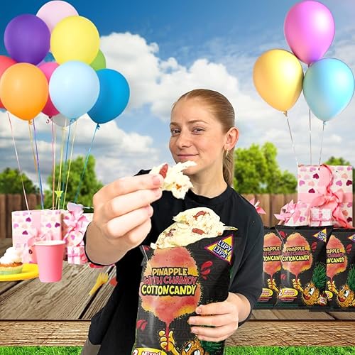 Miniatura 5 de Lupy Lups! Algodón de azúcar de piña con chile Chamoy, tamaño familiar, bolsa grande de 5 onzas, adorno para bebidas, cócteles de margaritas, piñata