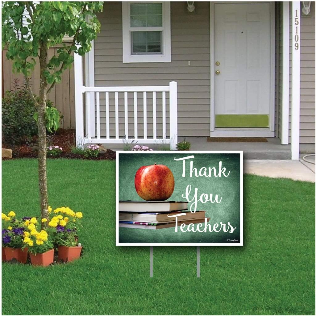 VictoryStore Yard Decorations: Thank You Teachers Yard Sign - Waterproof Sign, Measures 18 Inches By 24 Inches Includes 2 Stakes