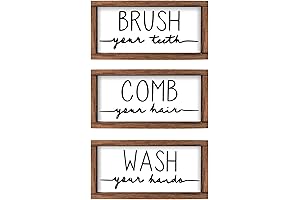 LIBWYS Bathroom Sign Set - "Wash Your Hands", "Brush Your Teeth", "Comb Your Hair"