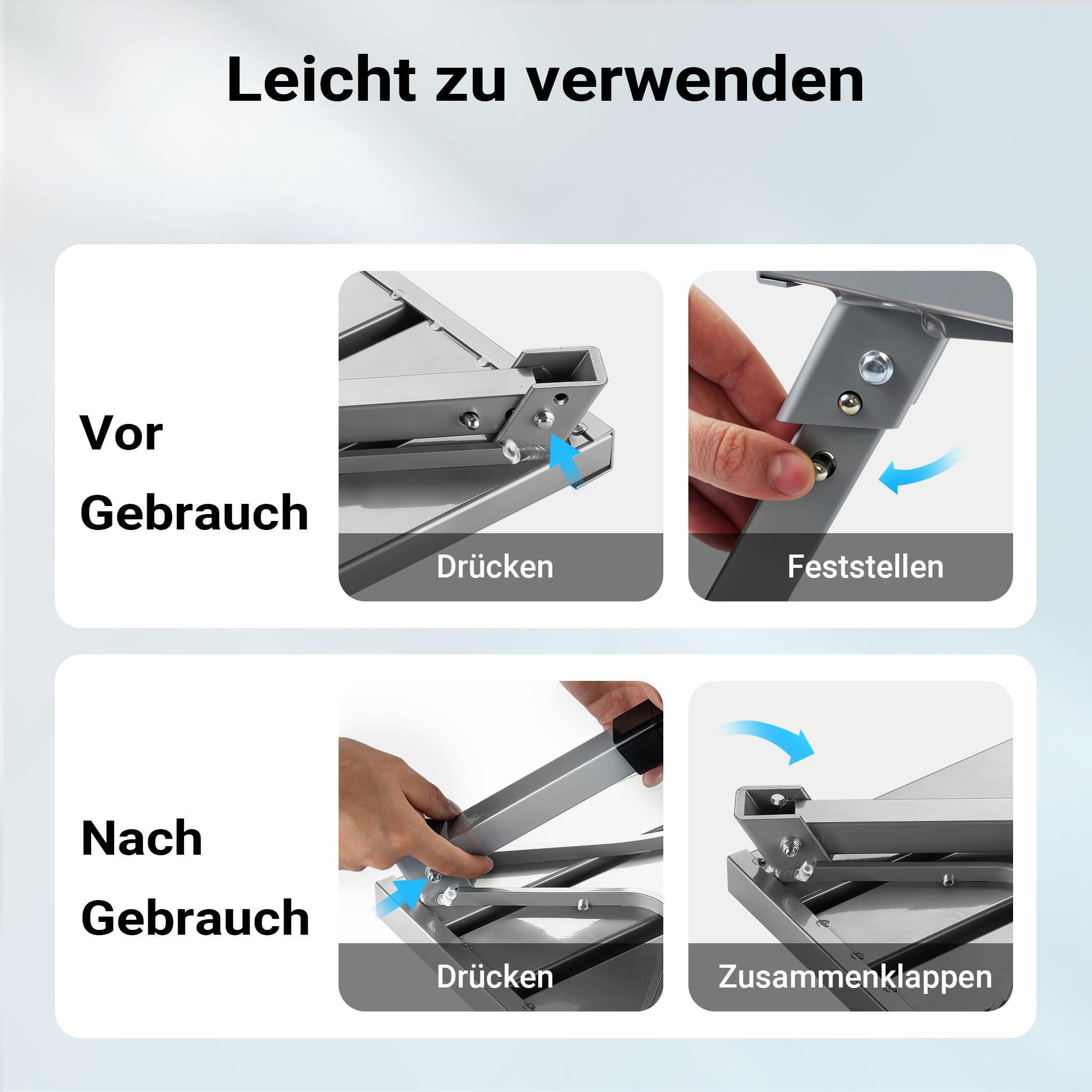 Wiltec Tritthocker klappbar Trittleiter mit 1 Stufe aus Aluminium Camping Klapptritt bis 220 kg mit Rutschfester Oberfläche Hocker faltbar Leiter