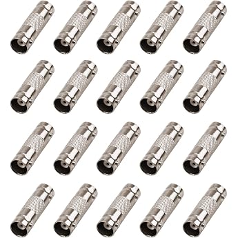 Pack of 20 BNC Female to BNC Female Coupling Adapter BNC Cable Male Adapter Silver