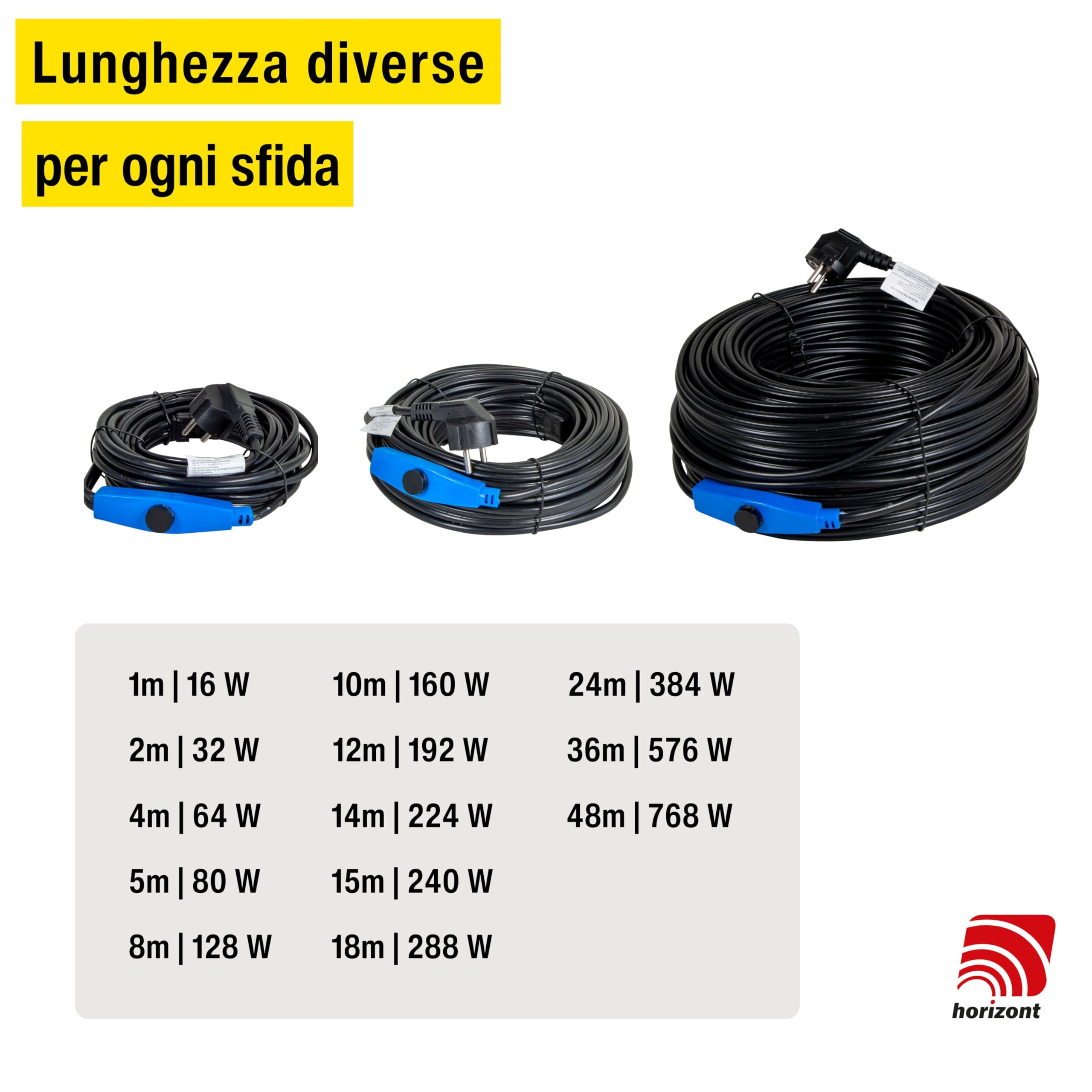horizont Cavo di riscaldamento antigelo con termostato, ideale per il tubo dell'acqua o le piante, traccia di riscaldamento impermeabile, radiatore elettrico, cavo di riscaldamento per palme (36 m)