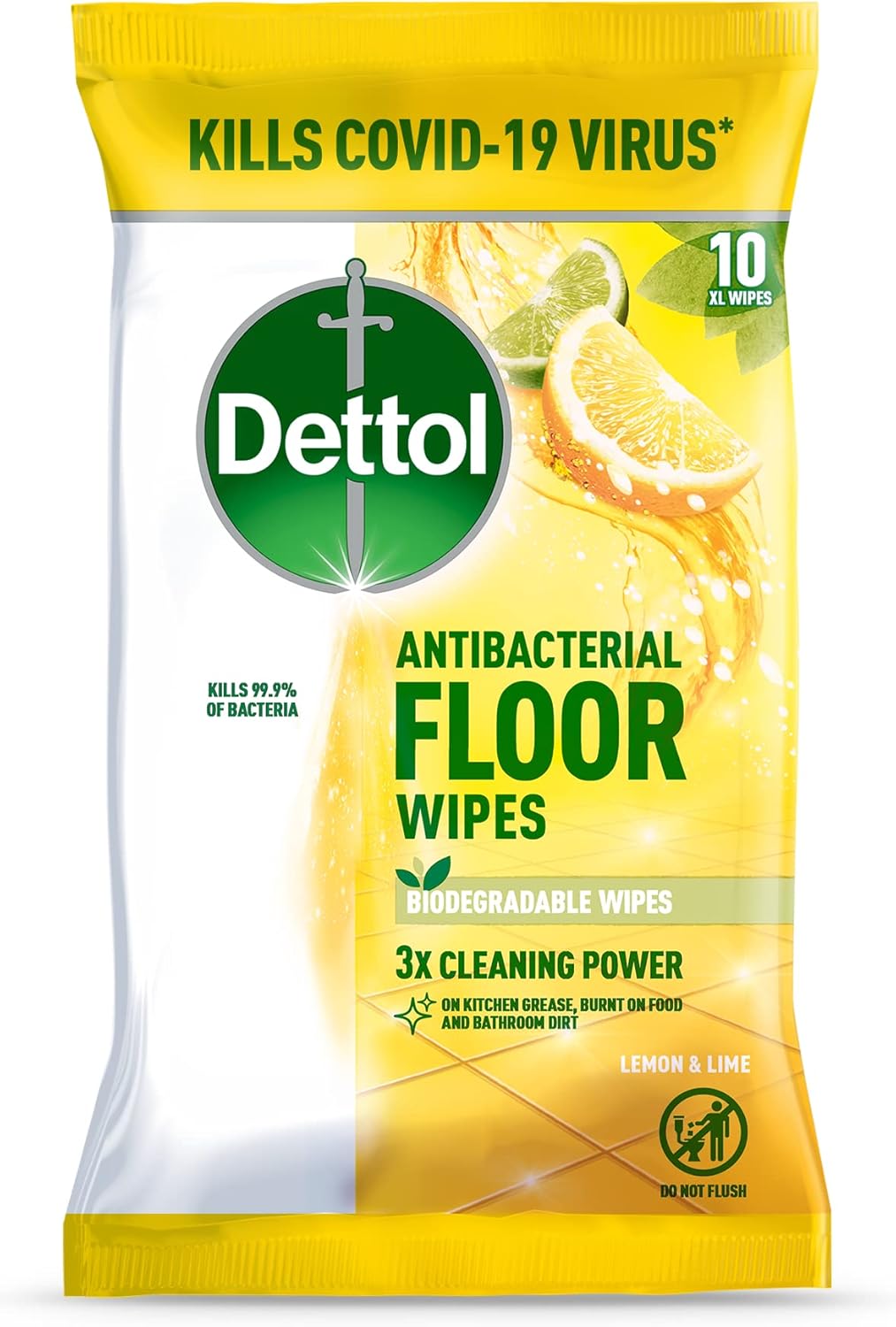 Dettol Floor Wipes Cleaning Lemon and Lime Extra large Wipes, 10 each ...