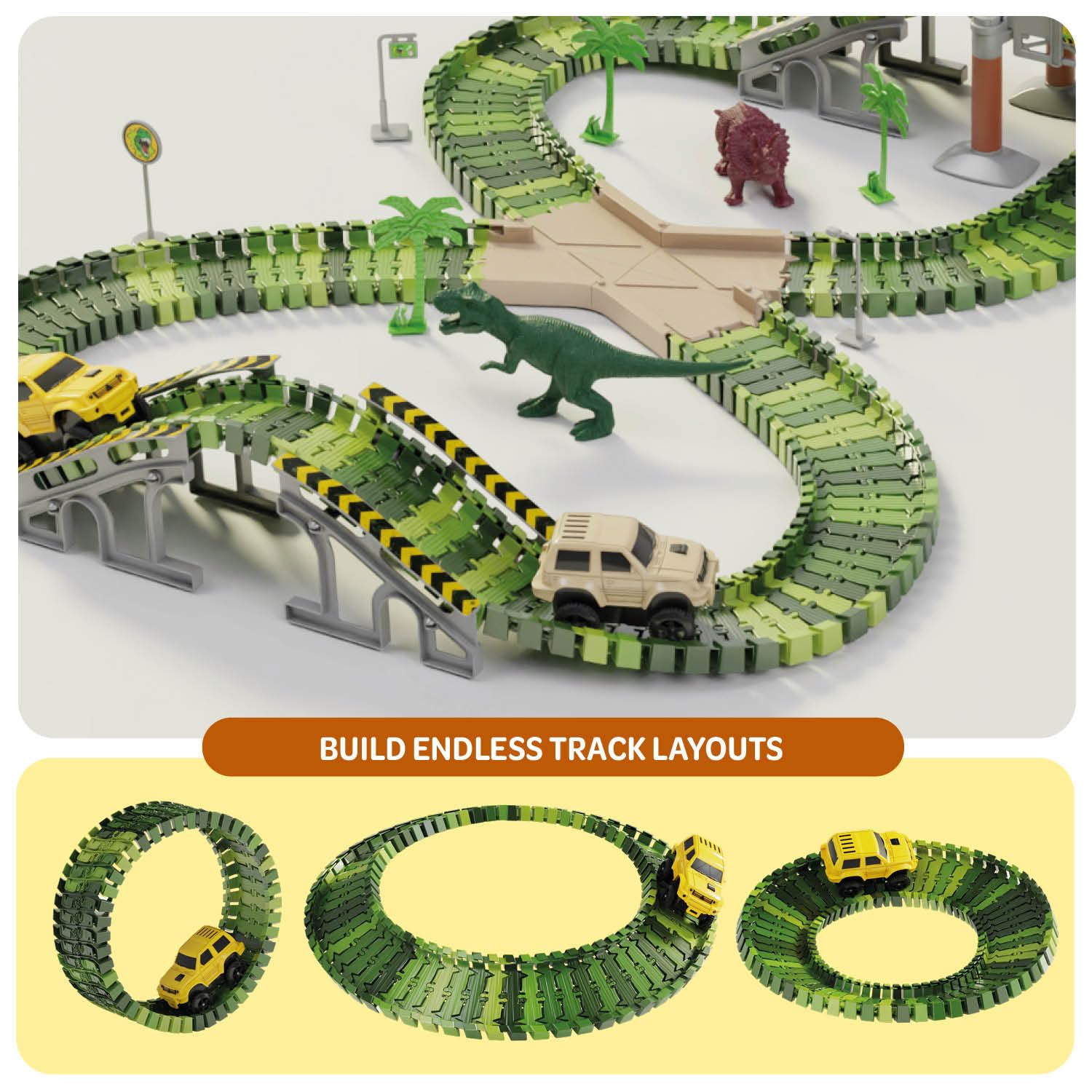 Dinosaur Car Race Track - Kids Birthday Gift -7