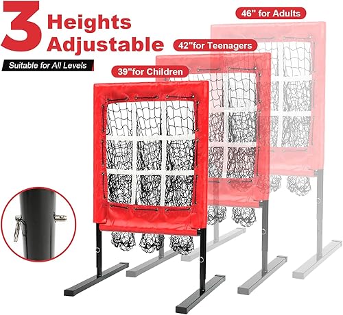 Miniatura 4 de Red de lanzamiento de 9 agujeros, red de lanzamiento de béisbol con zona de ataque, red sólida de lanzamiento de softbol, altura ajustable, equipo