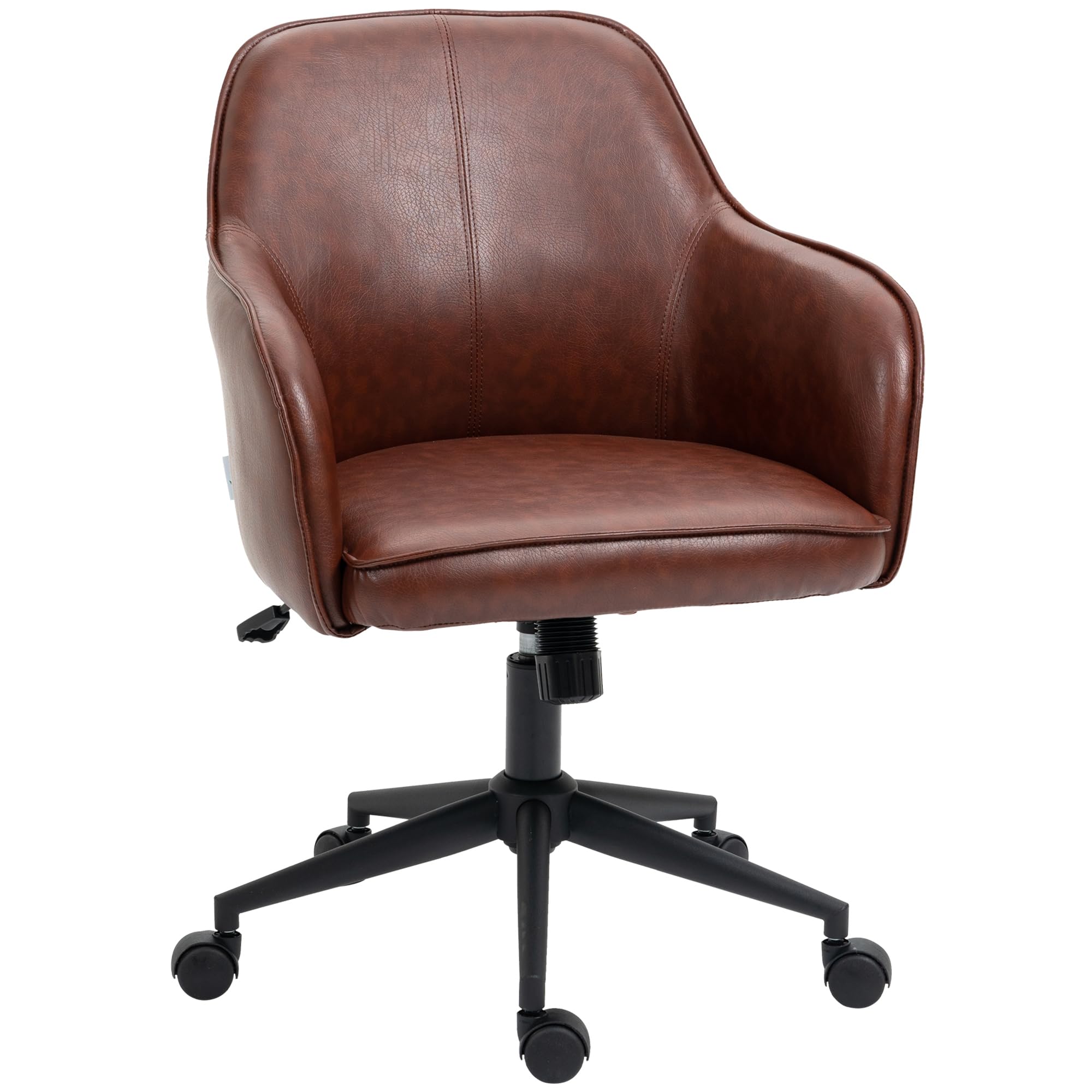 Vinsetto Bürostuhl mit Wippfunktion, Rollen, 83-91 cm, Drehstuhl, Braun