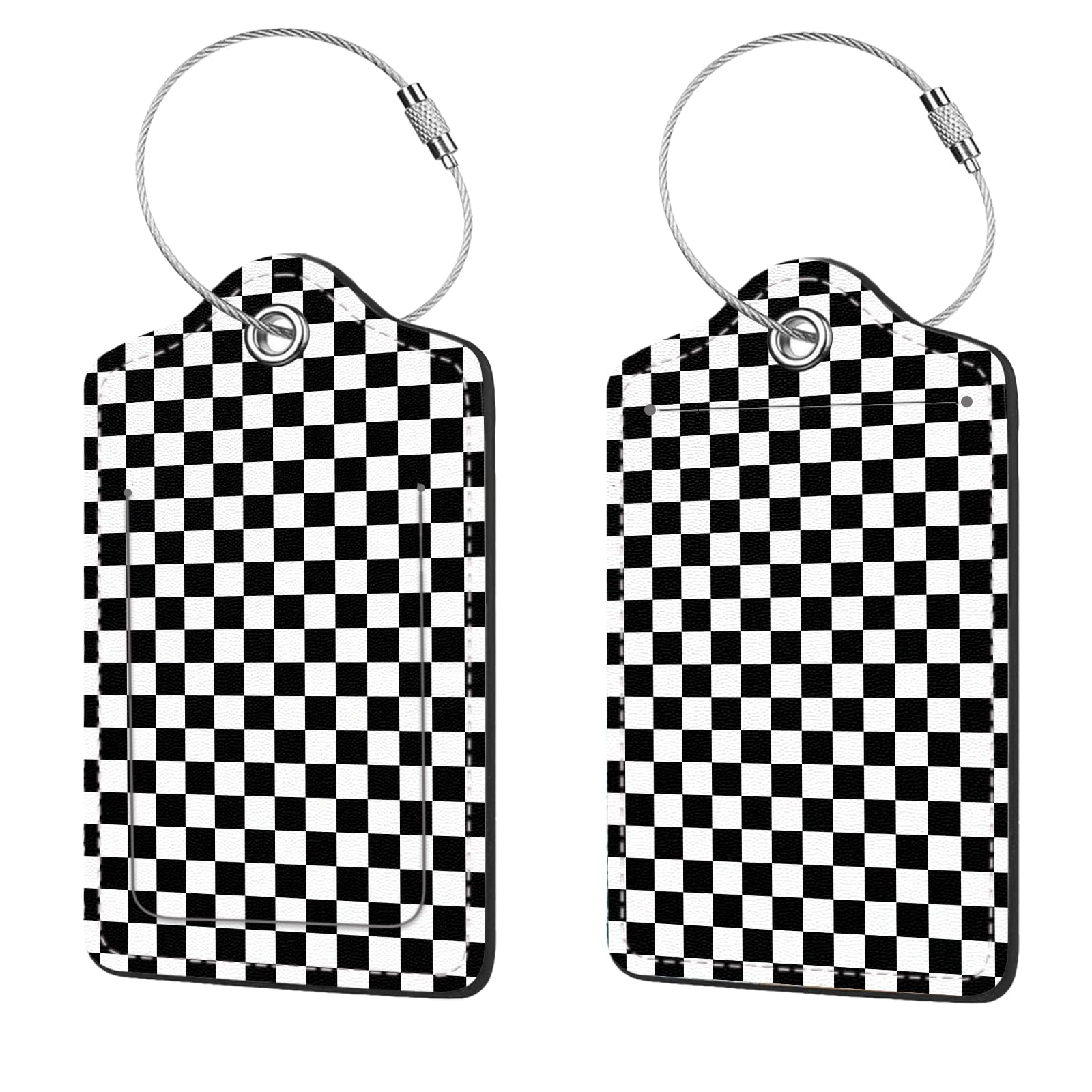 2 Pcs Luggage Tags for Suitcases, PU Leather Cruise Ship Luggage Tags with Privacy Cover Label Address Card and Durable Metal Ring Suitable for Men