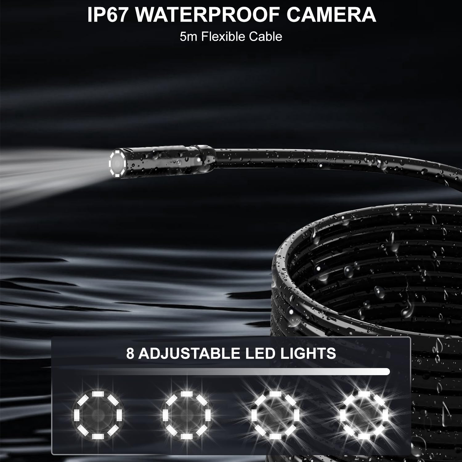 HANMATEK IE02 Endoscope waterproof camera and adjustable LED lights