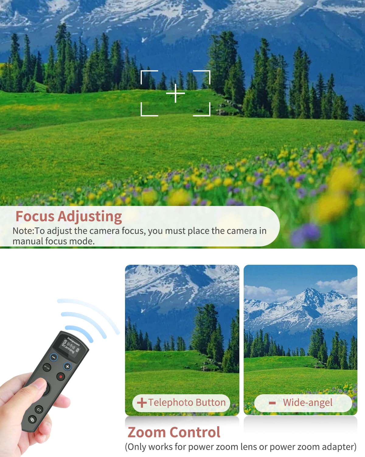 Télécommande sans fil rechargeable avec écran OLED Hanpusen pour Sony A6400 A6600 A6700 A6100 ZV-E10 ZV-E1 ZV-1 FX-30 A7RV A7RIV A7III A7IV A9II RX100 VII A1II