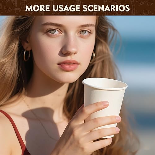Miniatura 7 de YEEHAW Paquete de 200 tazas de café de papel desechables de 16 onzas, tazas blancas calientes para llevar al por mayor para café caliente, líquido