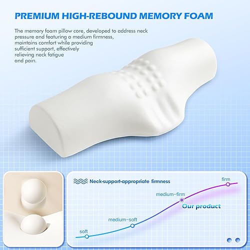Miniatura 6 de Almohada cervical cervical para dormir, almohada cervical para aliviar el dolor de cuello, diseño ergonómico con soporte de columna cervical.