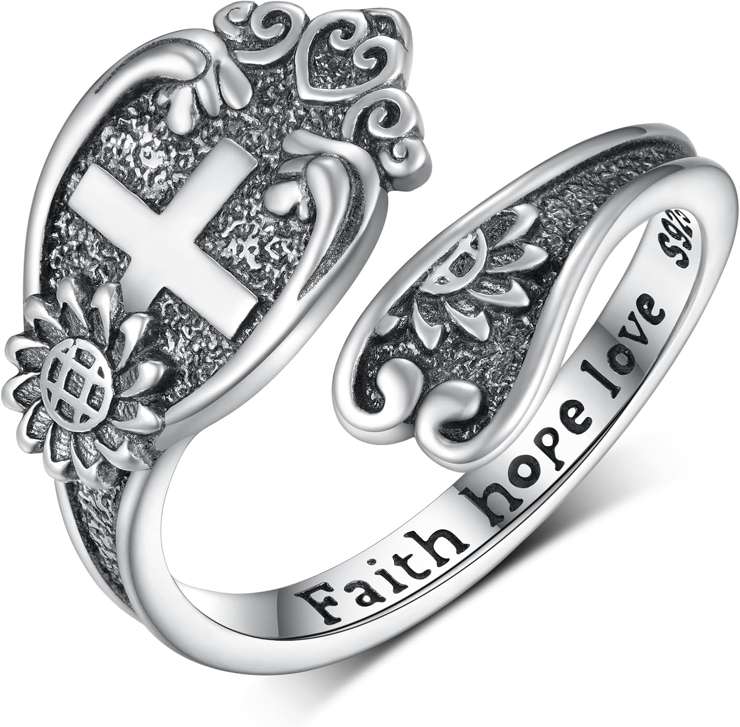 Faith/Moon Phase/Celtic/Phoenix Spoon Ring 925 Sterling Silver Thumb Ring Jewelry Girl Woman Birthday Gift