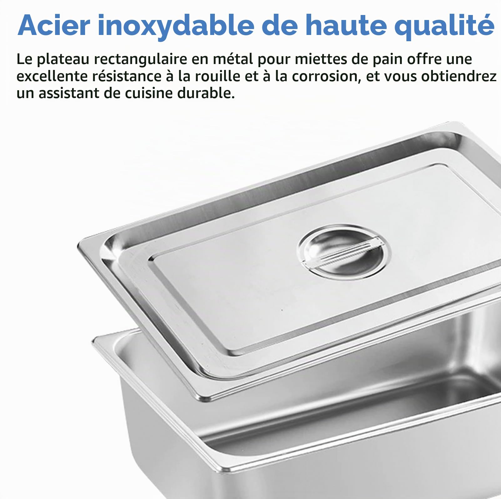 3 Pièces Bac Inox Alimentaire: Plat Four Rectangulaire, Plat Four Avec Couvercle, 32,5x17,5x6,5 cm, Durable et Facile à Nettoyer pour Cuisine, Restaurant