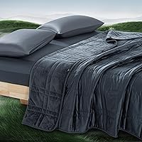 OMYSTYLE 30lbs King Size Weighted Blanket 88x104 - Reversible Warm Velvet & Cooling Tencel, All-Season Hug for Adults & Couples, Carry Bag Included, Dark Grey