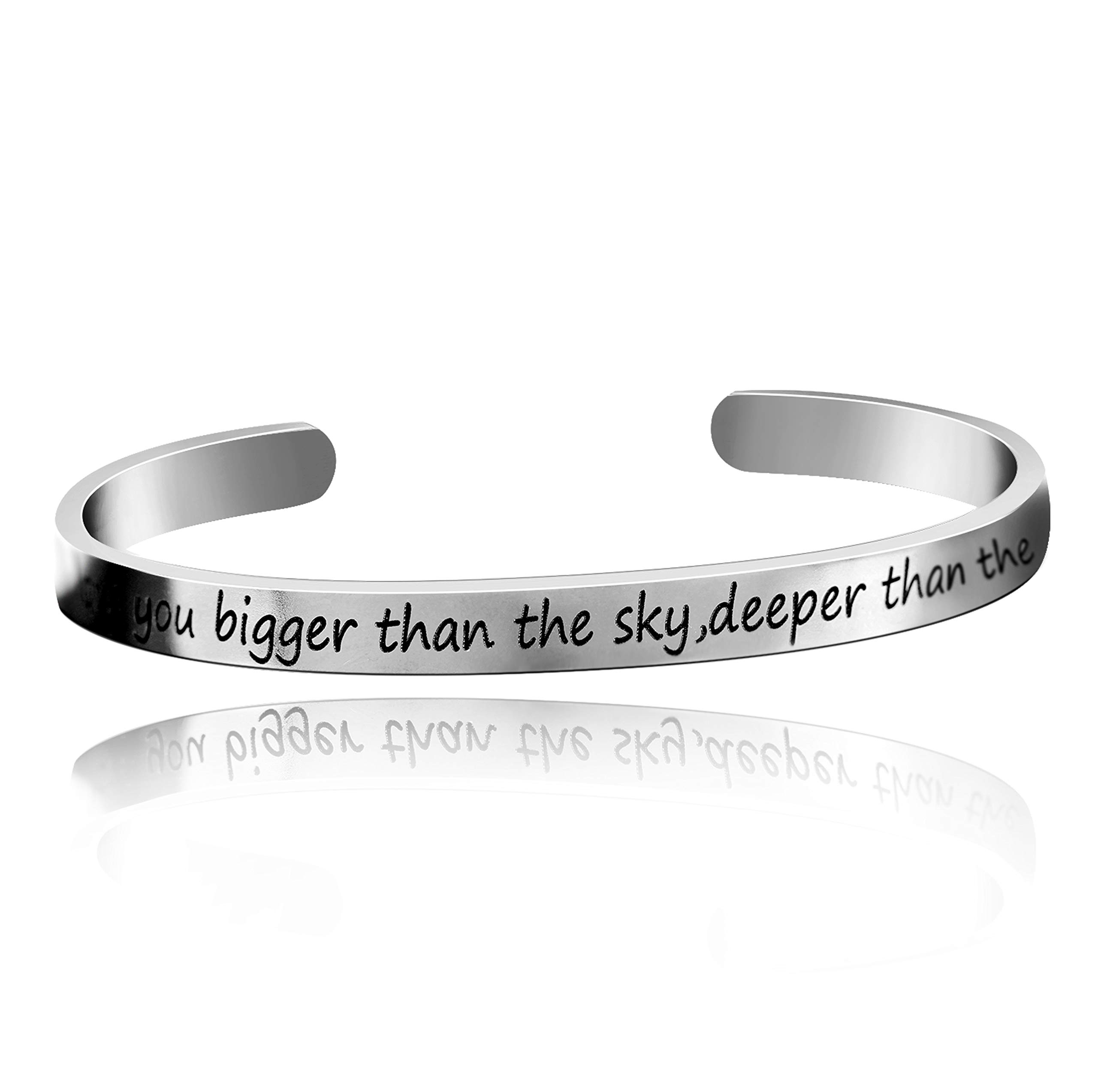 Uloveido Stainless Steel Inspirational Bracelets for Women Engraved Personalized Mantra Initial Motivational Cuff Bangle Y460